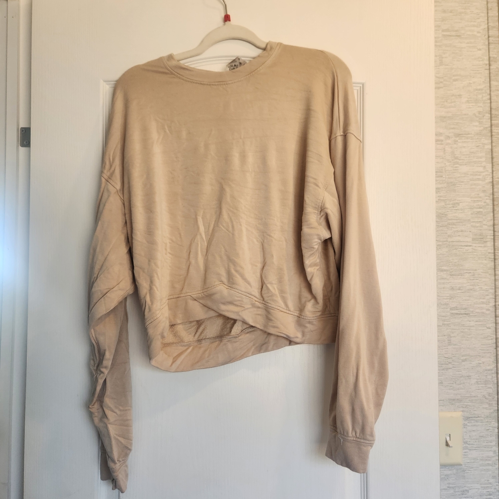 Mono B Cream Long Sleeve Blouse Size L Euc